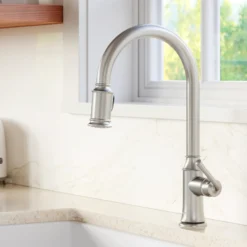 Karran Auburn 1.8 GPM Single Lever Handle Lead-free Brass ADA Kitchen Faucet, Pull-Down Kitchen, Stainless Steel, KKF310SS
