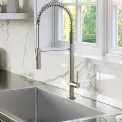 Karran Bluffton 1.8 GPM Single Lever Handle Lead-free Brass ADA Kitchen Faucet, Pull-Down Kitchen, Stainless Steel, KKF220SD35SS