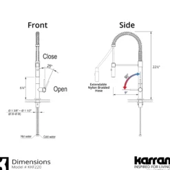 Karran Bluffton 1.8 GPM Single Lever Handle Lead-free Brass ADA Kitchen Faucet, Pull-Down Kitchen, Stainless Steel, KKF220SD35SS