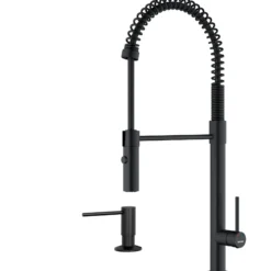 Karran Bluffton 1.8 GPM Single Lever Handle Lead-free Brass ADA Kitchen Faucet, Pull-Down Kitchen, Matte Black, KKF220SD35MB