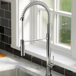Karran Bluffton 1.8 GPM Single Lever Handle Lead-free Brass ADA Kitchen Faucet, Pull-Down Kitchen, Chrome, KKF220SD35C