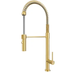 Karran Bluffton 1.8 GPM Single Lever Handle Lead-free Brass ADA Kitchen Faucet, Pull-Down Kitchen, Brushed Gold, KKF220BG
