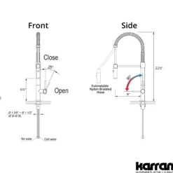 Karran Bluffton 1.8 GPM Single Lever Handle Lead-free Brass ADA Kitchen Faucet, Pull-Down Kitchen, Brushed Gold, KKF220BG