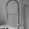 Karran Bluffton Single Lever Handle Lead-free Brass ADA Kitchen Faucet, Pull Down, Stainless Steel, KKF220SS