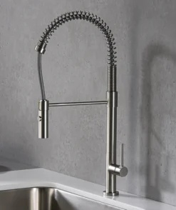 Karran Bluffton Single Lever Handle Lead-free Brass ADA Kitchen Faucet, Pull Down, Stainless Steel, KKF220SS