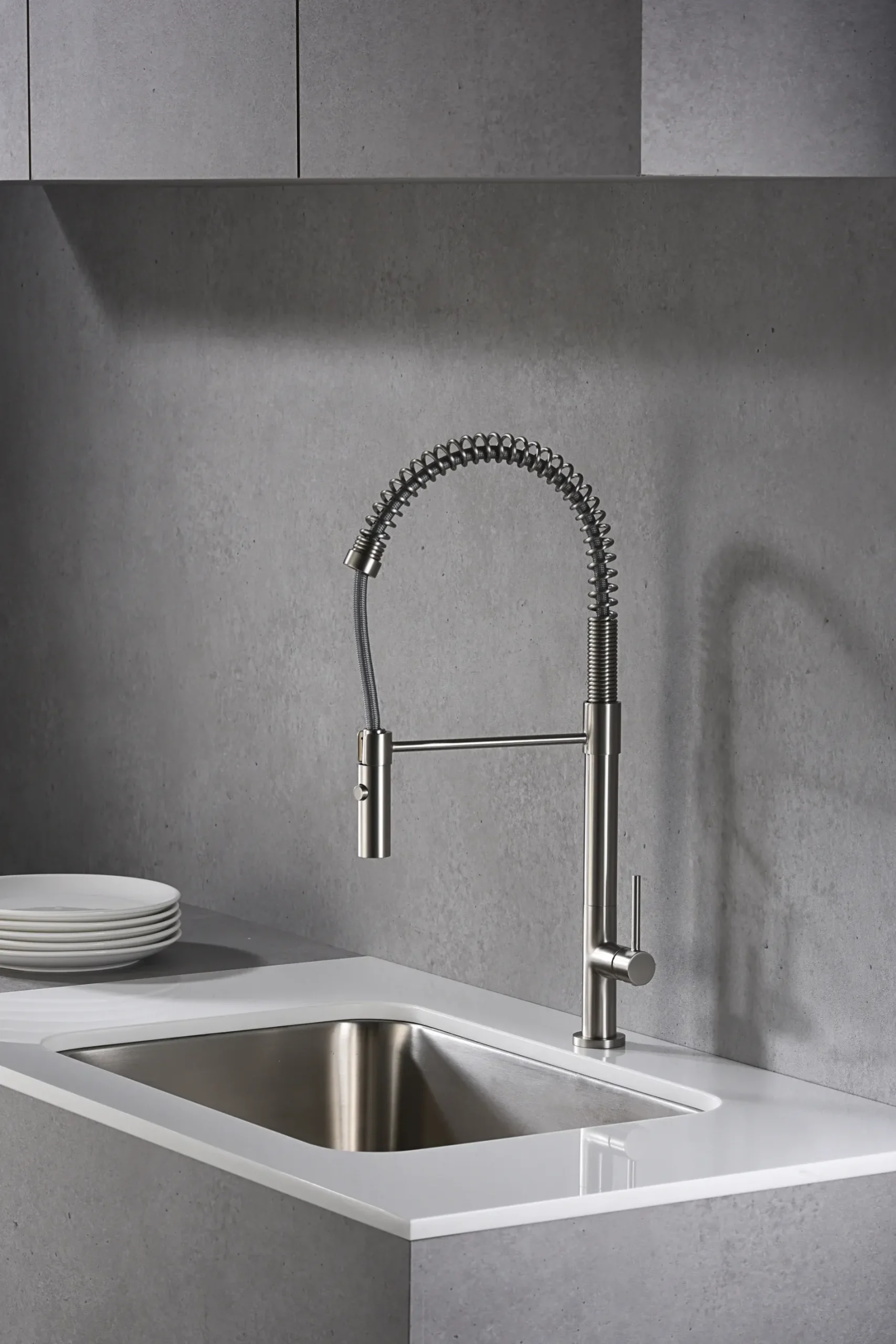 Karran Bluffton Single Lever Handle Lead-free Brass ADA Kitchen Faucet, Pull Down, Stainless Steel, KKF220SS