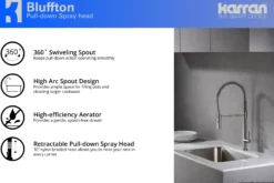 Karran Bluffton Single Lever Handle Lead-free Brass ADA Kitchen Faucet, Pull Down, Stainless Steel, KKF220SS