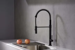 Karran Bluffton Single Lever Handle Lead-free Brass ADA Kitchen Faucet, Pull Down, Matte Black, KKF220MB