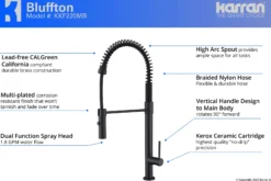 Karran Bluffton Single Lever Handle Lead-free Brass ADA Kitchen Faucet, Pull Down, Matte Black, KKF220MB
