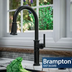 Karran Brampton 1.8 GPM Single Lever Handle Lead-free Brass ADA Kitchen Faucet, Pull-Down, Matte Black, KKF365MB