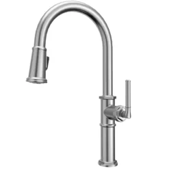 Karran Brampton 1.8 GPM Single Lever Handle Lead-free Brass ADA Kitchen Faucet, Pull-Down, Stainless Steel, KKF365SS
