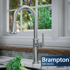 Karran Brampton 1.8 GPM Single Lever Handle Lead-free Brass ADA Kitchen Faucet, Pull-Down, Stainless Steel, KKF365SS
