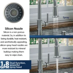 Karran Brampton 1.8 GPM Single Lever Handle Lead-free Brass ADA Kitchen Faucet, Pull-Down, Stainless Steel, KKF365SS