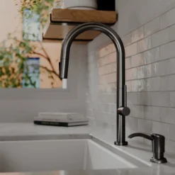 Karran Brynford 1.8 GPM Single Lever Lead-free Brass ADA Kitchen Faucet, Pull-Down, Spot-Free Gunmetal Grey, KKF730SFGG