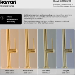 Karran Brynford 1.8 GPM Single Lever Lead-free Brass ADA Kitchen Faucet, Pull-Down, Spot-Free Champagne Bronze, KKF730SFCB