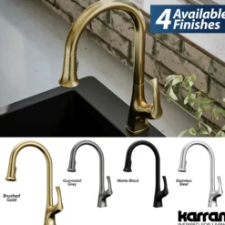 Karran Chantilly 1.8 GPM Single Lever Handle Lead-free Brass ADA Touchless Kitchen Faucet, Pull-Down, Brushed Gold, KKF375BG