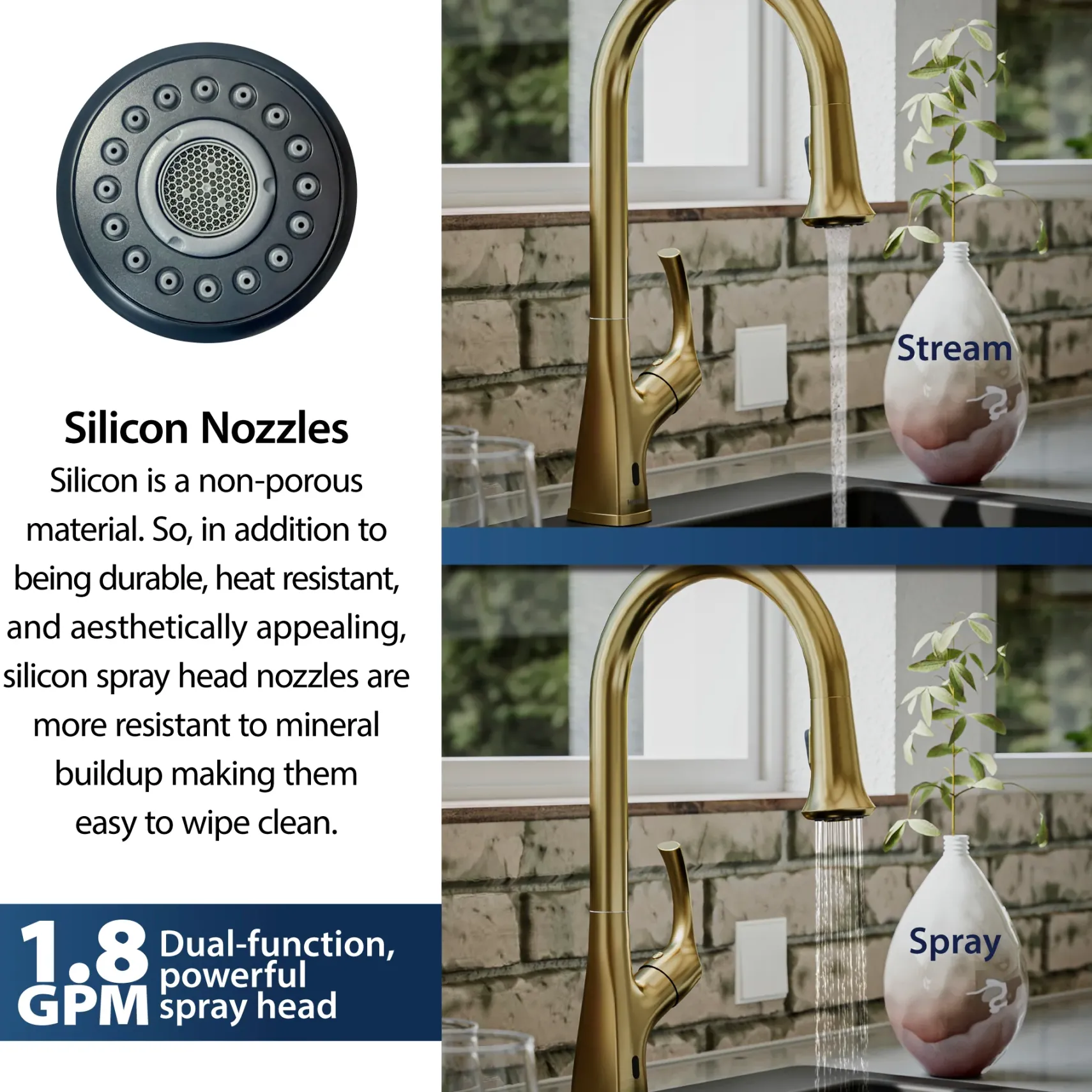Karran Chantilly 1.8 GPM Single Lever Handle Lead-free Brass ADA Touchless Kitchen Faucet, Pull-Down, Brushed Gold, KKF375BG