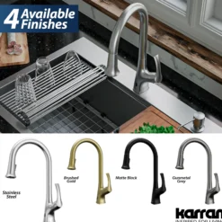 Karran Chantilly 1.8 GPM Single Lever Handle Lead-free Brass ADA Touchless Kitchen Faucet, Pull-Down, Stainless Steel, KKF375SS