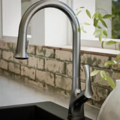 Karran Chantilly 1.8 GPM Single Lever Handle Lead-free Brass ADA Touchless Kitchen Faucet, Pull-Down, Gunmetal Grey, KKF375GG