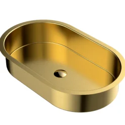 Karran Cinox 17" x 27.5" Oval Undermount Stainless Steel Bathroom Sink, Gold, 16 Gauge, CCU200G