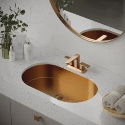 Karran Cinox 17" x 27.5" Oval Undermount Stainless Steel Bathroom Sink, Brushed Copper, 16 Gauge, CCU200BC