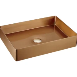 Karran Cinox 15.75" x 23.625" Rectangular Vessel Stainless Steel Bathroom Sink, Brushed Copper, 16 Gauge, CCV600BC