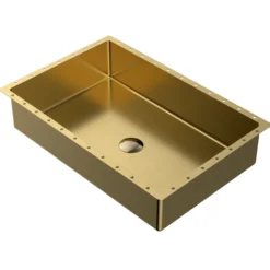 Karran Cinox 15" x 21.625" Rectangular Undermount Stainless Steel Bathroom Sink, Gold, 16 Gauge, CCU300G