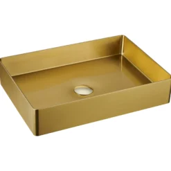 Karran Cinox 15.75" x 23.625" Rectangular Vessel Stainless Steel Bathroom Sink, Gold, 16 Gauge, CCV600G