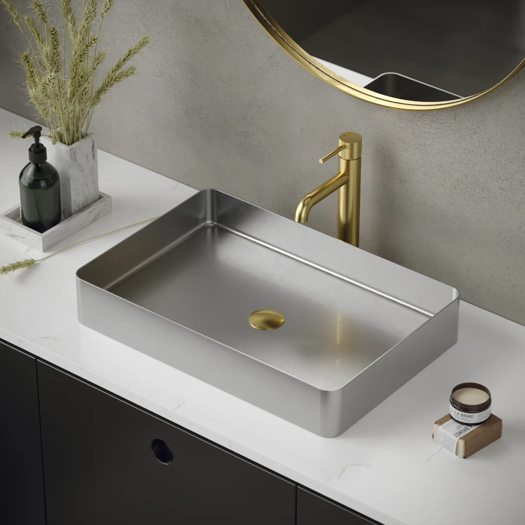 Karran Cinox 15.75" x 23.625" Rectangular Vessel Stainless Steel Bathroom Sink, 16 Gauge, CCV600SS