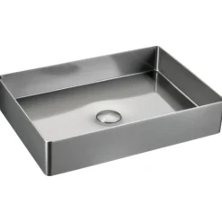 Karran Cinox 15.75" x 23.625" Rectangular Vessel Stainless Steel Bathroom Sink, 16 Gauge, CCV600SS