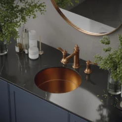 Karran Cinox 15.75" x 15.75" Round Undermount Stainless Steel Bathroom Sink, Brushed Copper, 16 Gauge, CCU100BC