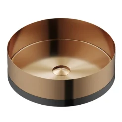 Karran Cinox 15.75" x 15.75" Round Vessel Stainless Steel Bathroom Sink, Brushed Copper and Gunmetal Grey, 16 Gauge, CCV300BC