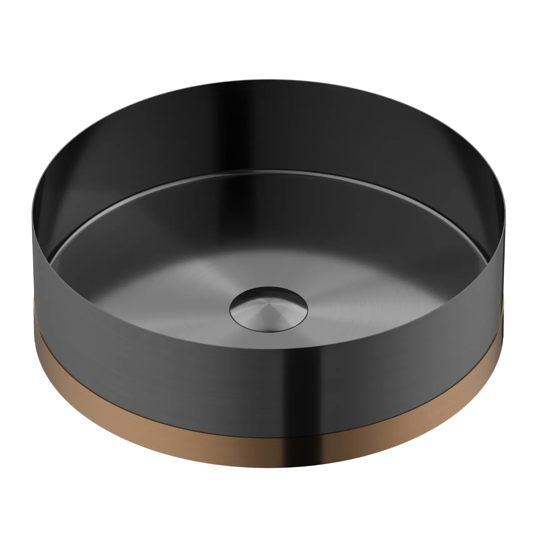 Karran Cinox 15.75" x 15.75" Round Vessel Stainless Steel Bathroom Sink, Gunmetal Grey and Brushed Copper, 16 Gauge, CCV350BC