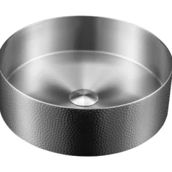Karran Cinox 15" x 15" Round Vessel Stainless Steel Bathroom Sink, 16 Gauge, CCV100SS
