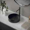 Karran Cinox 14.25" x 14.25" Round Vessel Stainless Steel Bathroom Sink, Gunmetal Grey, 16 Gauge, CCV200GG