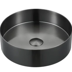 Karran Cinox 14.25" x 14.25" Round Vessel Stainless Steel Bathroom Sink, Gunmetal Grey, 16 Gauge, CCV200GG