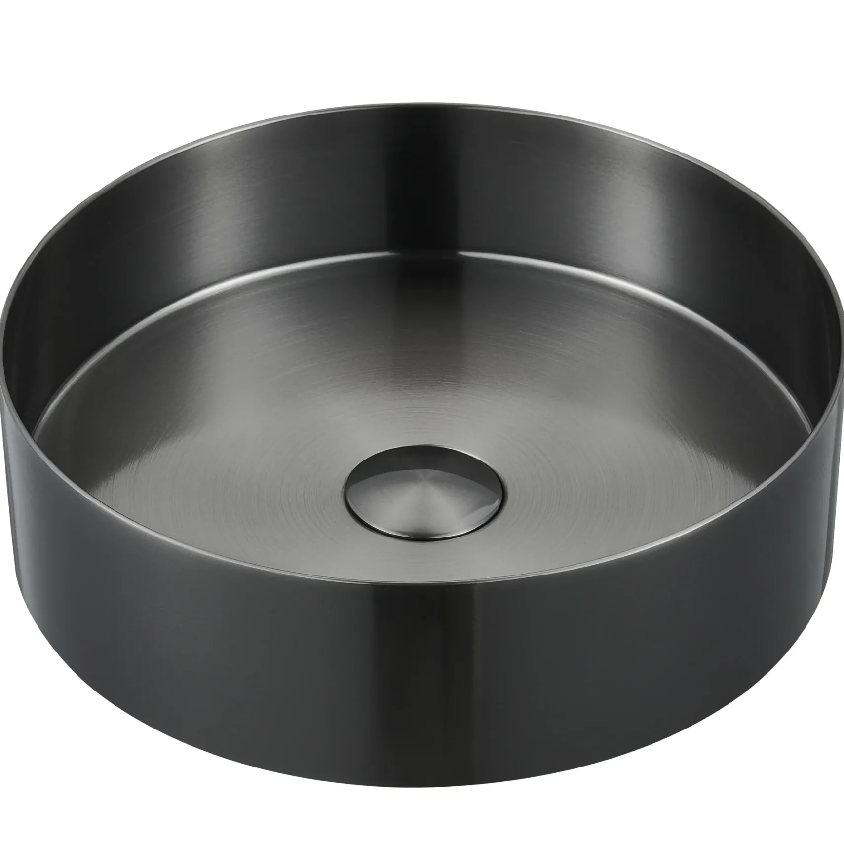 Karran Cinox 14.25" x 14.25" Round Vessel Stainless Steel Bathroom Sink, Gunmetal Grey, 16 Gauge, CCV200GG