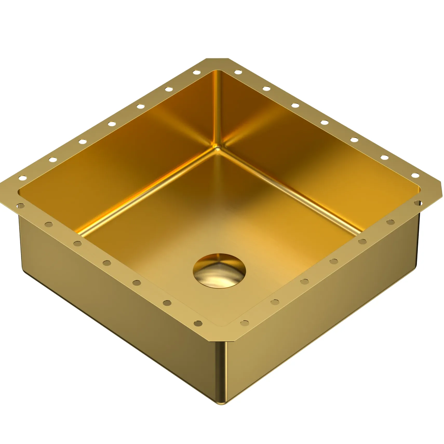 Karran Cinox 15.75" x 15.75" Square Undermount Stainless Steel Bathroom Sink, Gold, 16 Gauge, CCU500G