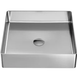 Karran Cinox 15.75" x 15.75" Square Vessel Stainless Steel Bathroom Sink, 16 Gauge, CCV500SS