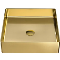 Karran Cinox 15.75" x 15.75" Square Vessel Stainless Steel Bathroom Sink, Gold, 16 Gauge, CCV500G