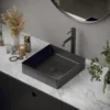Karran Cinox 15.75" x 15.75" Square Vessel Stainless Steel Bathroom Sink, Gunmetal Grey, 16 Gauge, CCV500GG