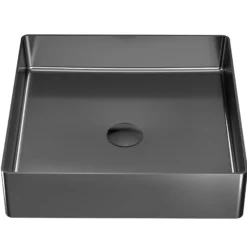 Karran Cinox 15.75" x 15.75" Square Vessel Stainless Steel Bathroom Sink, Gunmetal Grey, 16 Gauge, CCV500GG