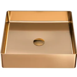 Karran Cinox 15.75" x 15.75" Square Vessel Stainless Steel Bathroom Sink, Brushed Copper, 16 Gauge, CCV500BC