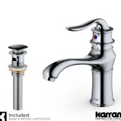Karran Dartford 1.2 GPM Single Lever Handle Lead-free Brass ADA Bathroom Faucet, Basin, Chrome, KBF430C