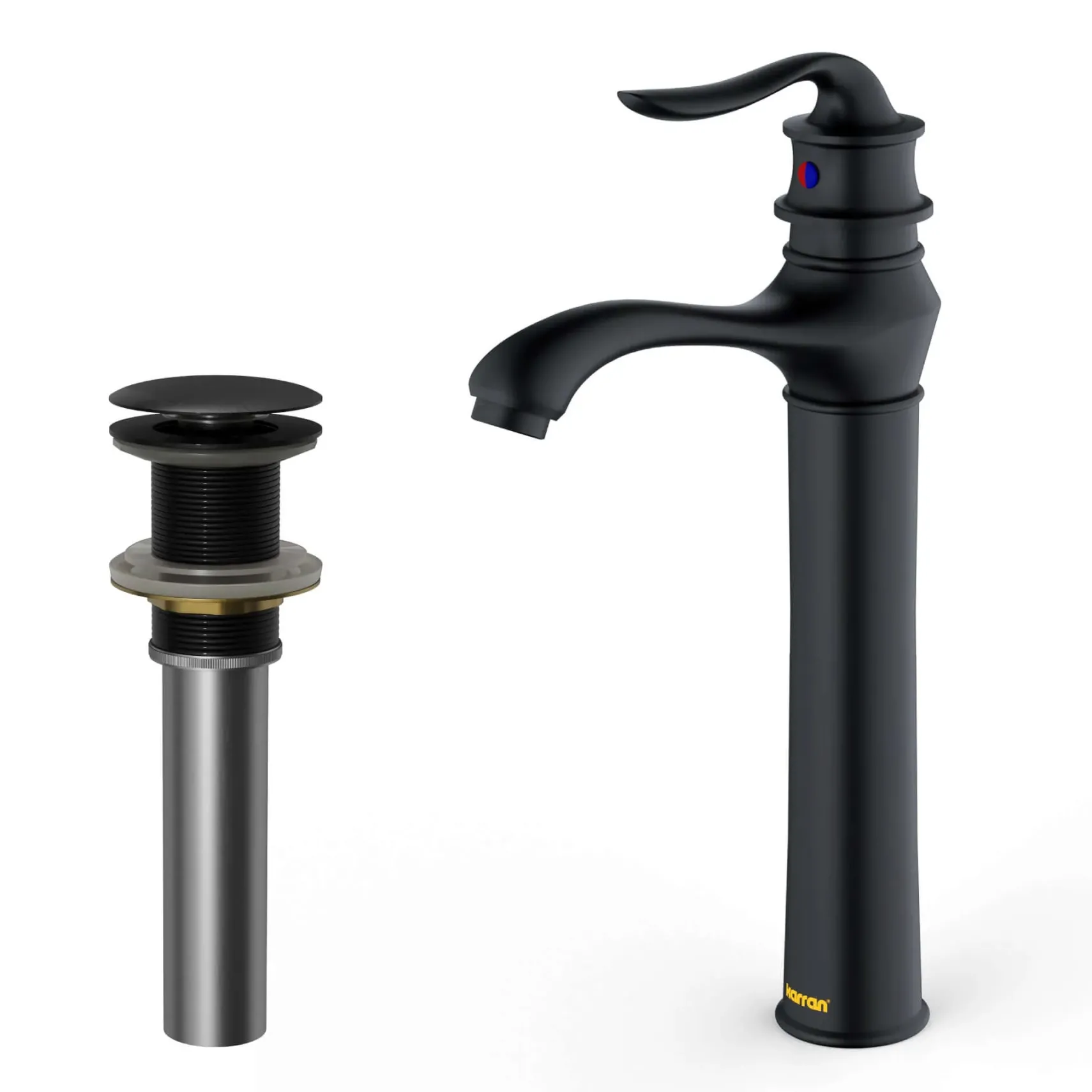 Karran Dartford 1.2 GPM Single Lever Handle Lead-free Brass ADA Bathroom Faucet, Vessel, Matte Black, KBF432MB