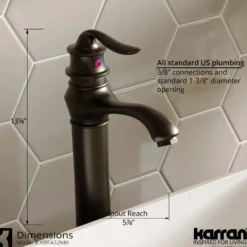 Karran Dartford 1.2 GPM Single Lever Handle Lead-free Brass ADA Bathroom Faucet, Vessel, Matte Black, KBF432MB