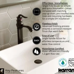 Karran Dartford 1.2 GPM Single Lever Handle Lead-free Brass ADA Bathroom Faucet, Vessel, Matte Black, KBF432MB