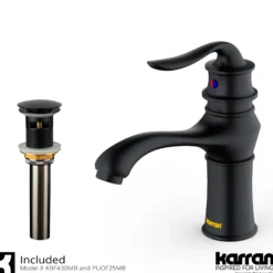 Karran Dartford 1.2 GPM Single Lever Handle Lead-free Brass ADA Bathroom Faucet, Basin, Matte Black, KBF430MB