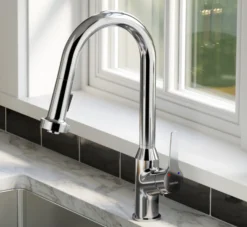 Karran Dockton 1.8 GPM Single Lever Handle Lead-free Brass ADA Kitchen Faucet, Pull-Down Kitchen, Chrome, KKF250SD25C
