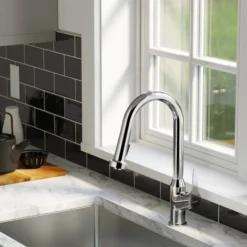 Karran Dockton 1.8 GPM Single Lever Handle Lead-free Brass ADA Kitchen Faucet, Pull-Down Kitchen, Chrome, KKF250SD25C